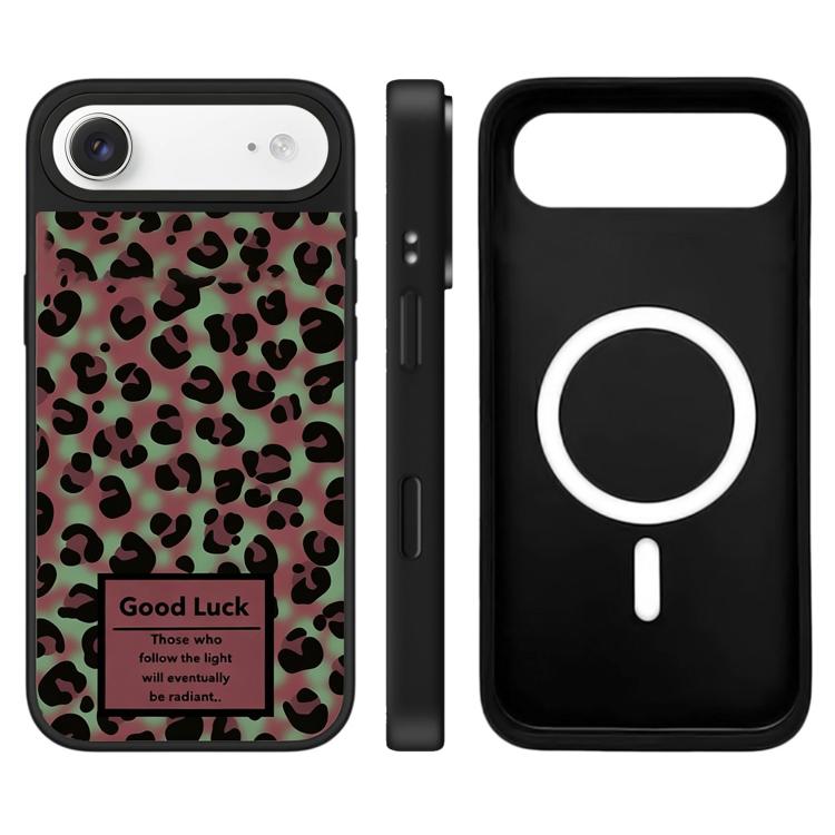 For iPhone Air Stars Leopard Series Pattern Camera Control Button Mirror Magnetic Phone Case(Green Leopard)