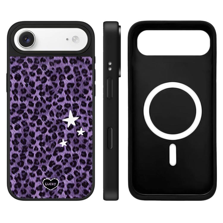 For iPhone Air Stars Leopard Series Pattern Camera Control Button Mirror Magnetic Phone Case(Purple Leopard)