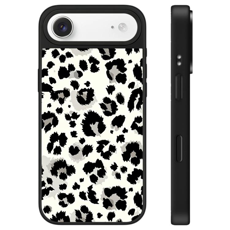 For iPhone Air Stars Leopard Series Pattern Camera Control Button Mirror Phone Case(Black White Leopard)