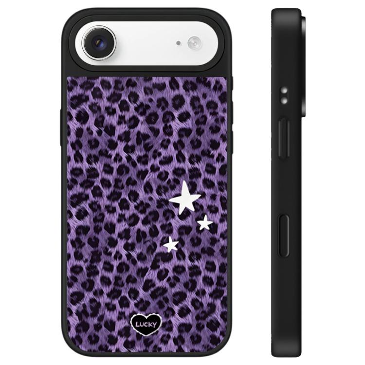 For iPhone Air Stars Leopard Series Pattern Camera Control Button Mirror Phone Case(Purple Leopard)