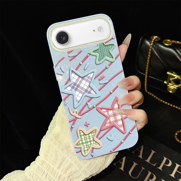 For iPhone Air Stars Pattern IMD Glitter PC Hybrid TPU Phone Case(Blue)