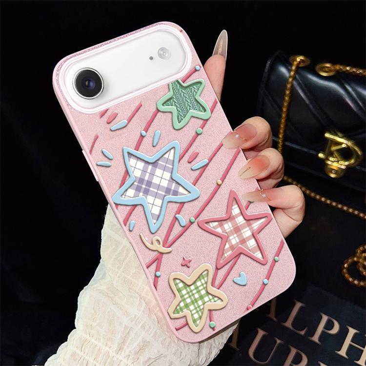 For iPhone Air Stars Pattern IMD Glitter PC Hybrid TPU Phone Case(Pink)