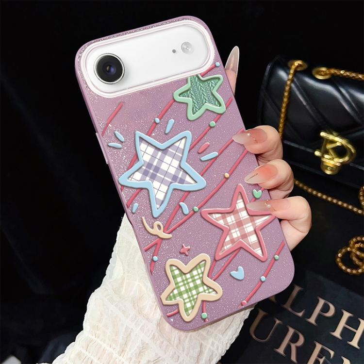 For iPhone Air Stars Pattern IMD Glitter PC Hybrid TPU Phone Case(Purple)