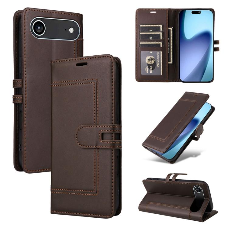 For iPhone Air Stitched Magnetic Buckle Leather Phone Case(Coffee)