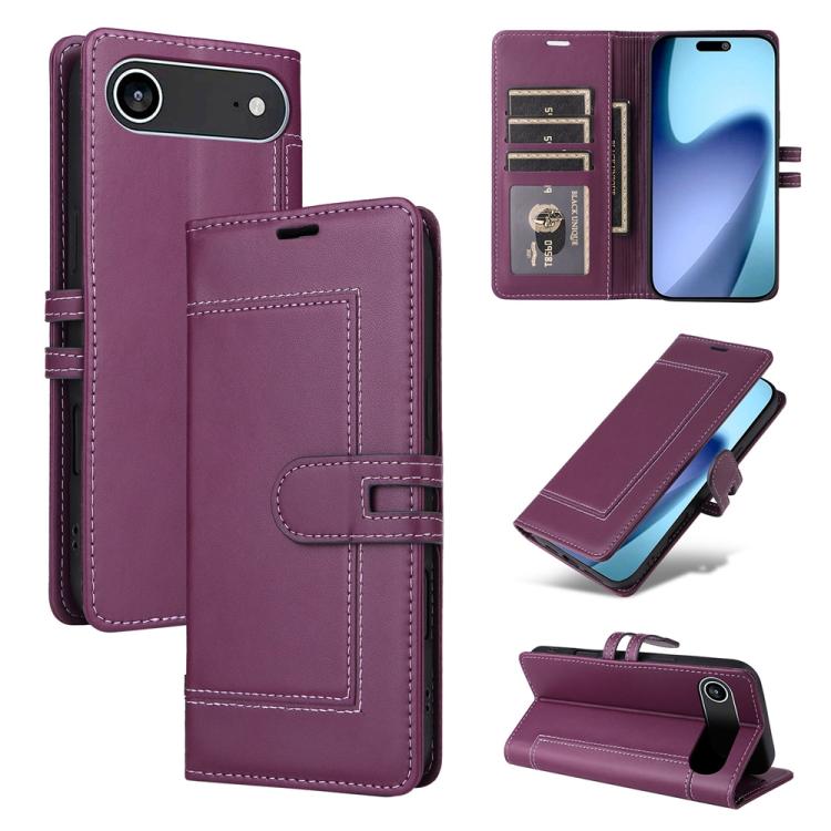 For iPhone Air Stitched Magnetic Buckle Leather Phone Case(Purple)