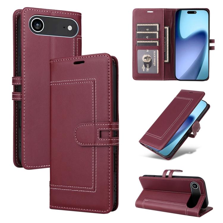 For iPhone Air Stitched Magnetic Buckle Leather Phone Case(Red)