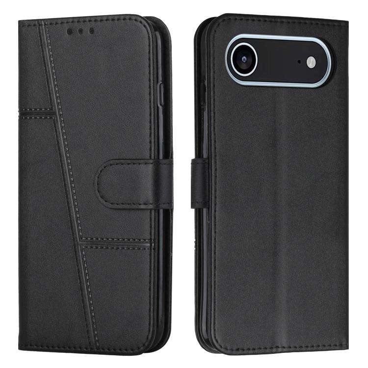 For iPhone Air Stitching Calf Texture Buckle Leather Phone Case(Black)