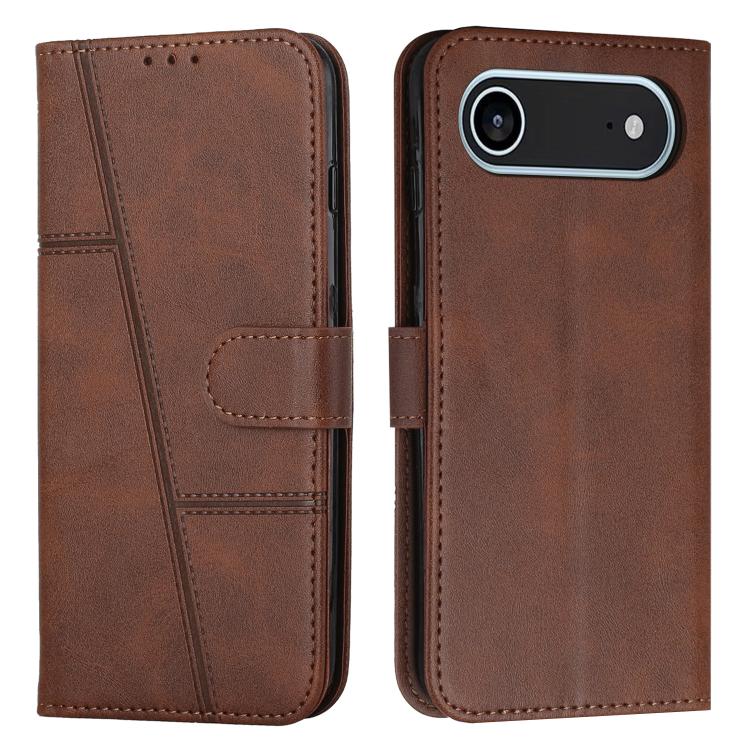 For iPhone Air Stitching Calf Texture Buckle Leather Phone Case(Brown)
