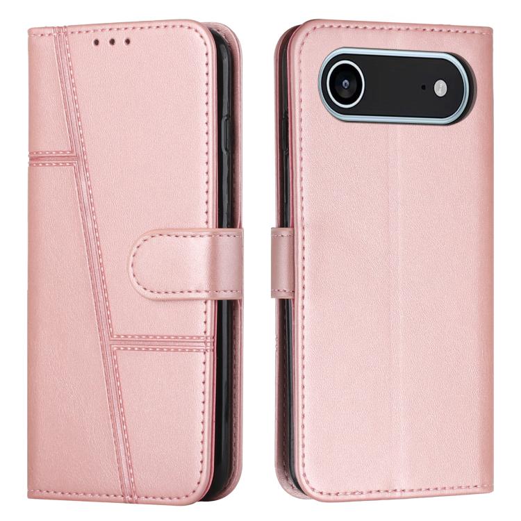 For iPhone Air Stitching Calf Texture Buckle Leather Phone Case(Rose Gold)