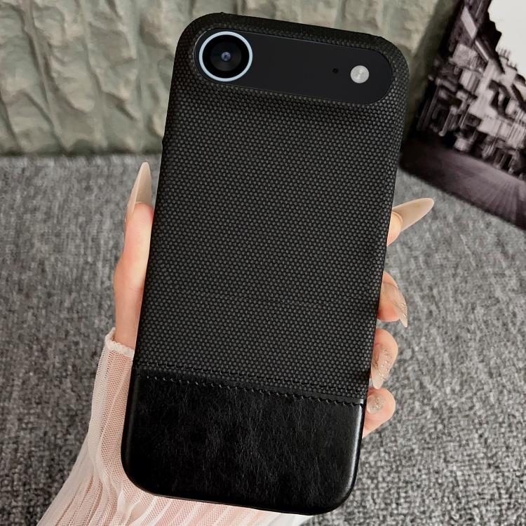For iPhone Air Stitching Cloth MagSafe Magnetic PC Hybrid PU Phone Case(Black)