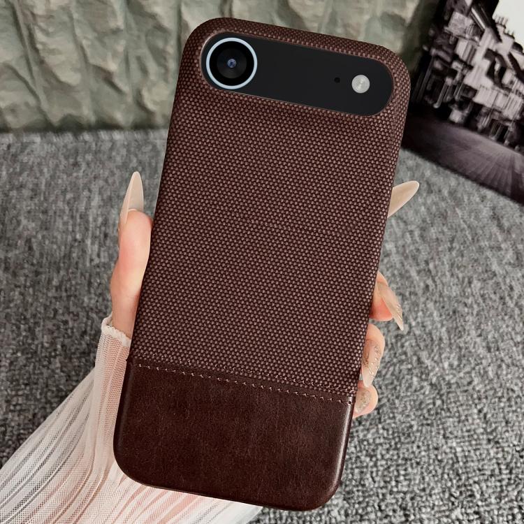 For iPhone Air Stitching Cloth MagSafe Magnetic PC Hybrid PU Phone Case(Dark Brown)