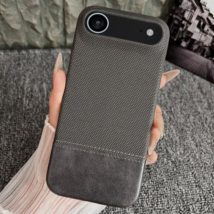 For iPhone Air Stitching Cloth MagSafe Magnetic PC Hybrid PU Phone Case(Grey)