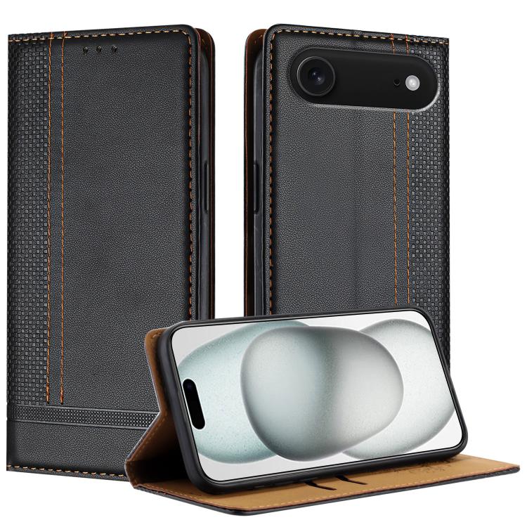 For iPhone Air Stitching Design Scratch-Resistant Vegan Leather Phone Case(Black)