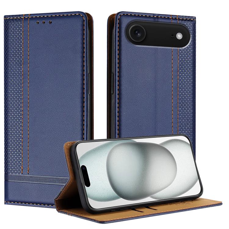 For iPhone Air Stitching Design Scratch-Resistant Vegan Leather Phone Case(Blue)