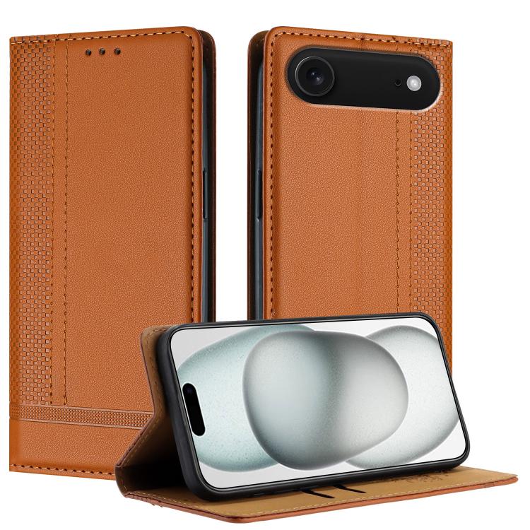 For iPhone Air Stitching Design Scratch-Resistant Vegan Leather Phone Case(Brown)