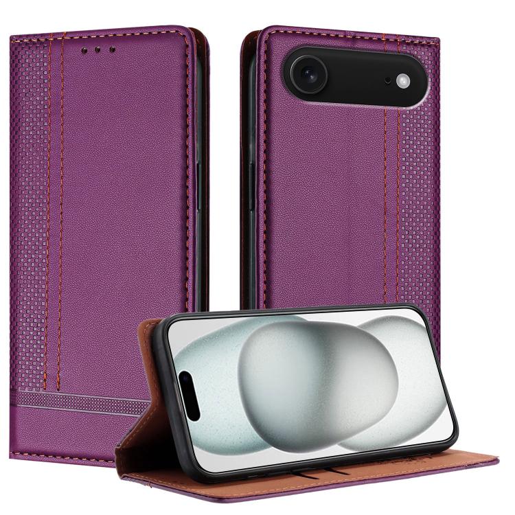 For iPhone Air Stitching Design Scratch-Resistant Vegan Leather Phone Case(Purple)
