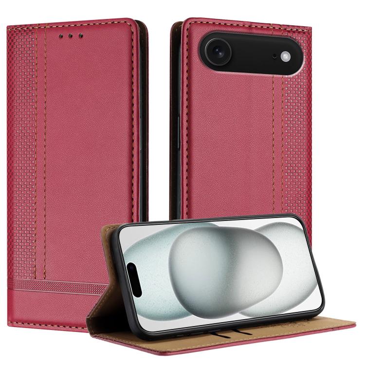 For iPhone Air Stitching Design Scratch-Resistant Vegan Leather Phone Case(Red)