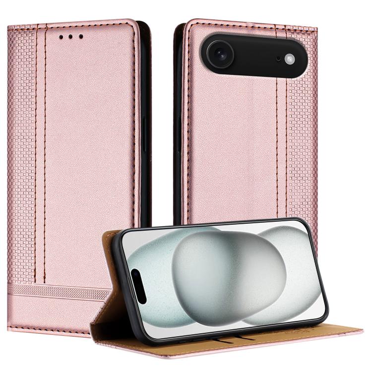 For iPhone Air Stitching Design Scratch-Resistant Vegan Leather Phone Case(Rose Gold)
