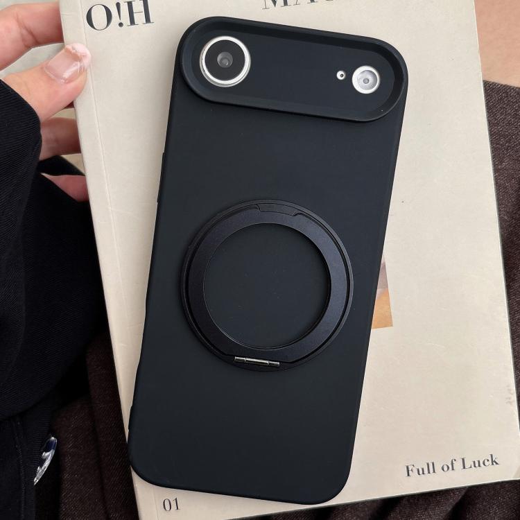 For iPhone Air Stress Relief Holder Magnetic Fine Hole Silicone Phone Case(Black)