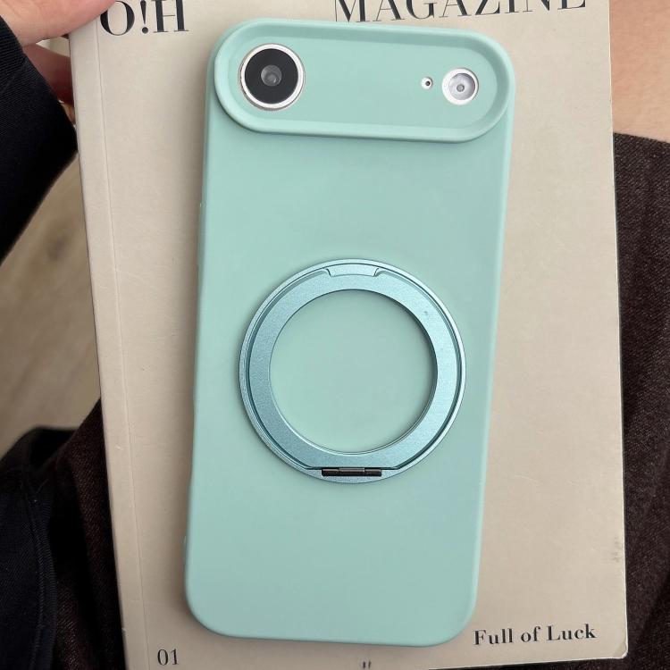 For iPhone Air Stress Relief Holder Magnetic Fine Hole Silicone Phone Case(Cyan)