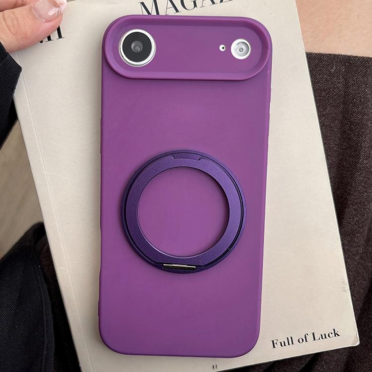 For iPhone Air Stress Relief Holder Magnetic Fine Hole Silicone Phone Case(Dark Purple)
