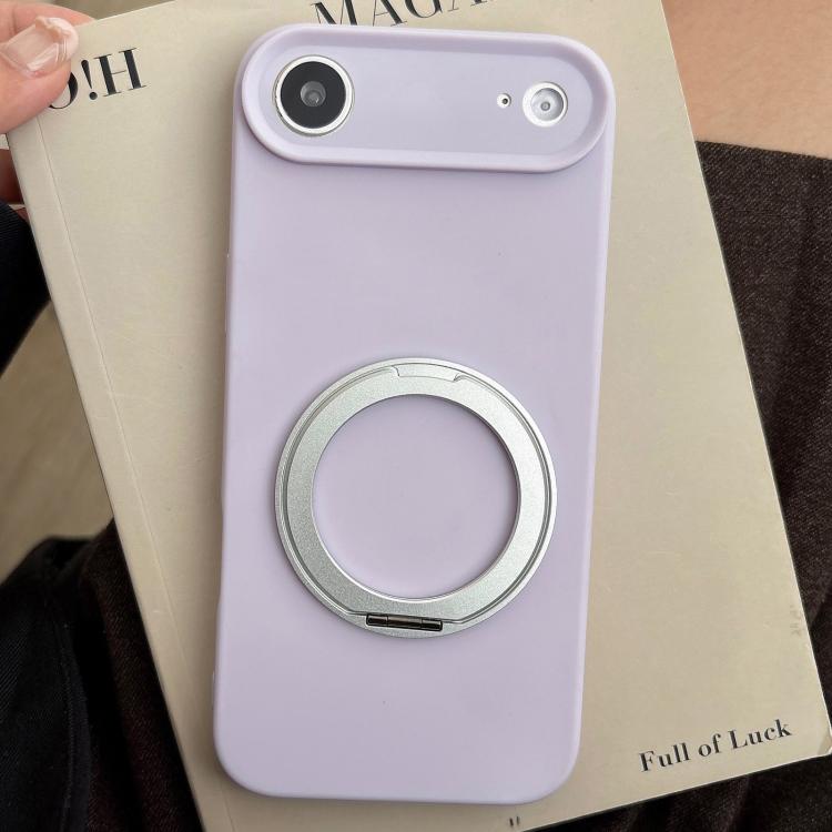 For iPhone Air Stress Relief Holder Magnetic Fine Hole Silicone Phone Case(Light Purple)