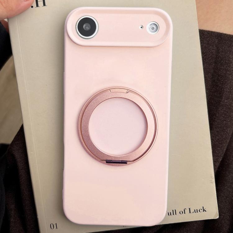 For iPhone Air Stress Relief Holder Magnetic Fine Hole Silicone Phone Case(Pink)