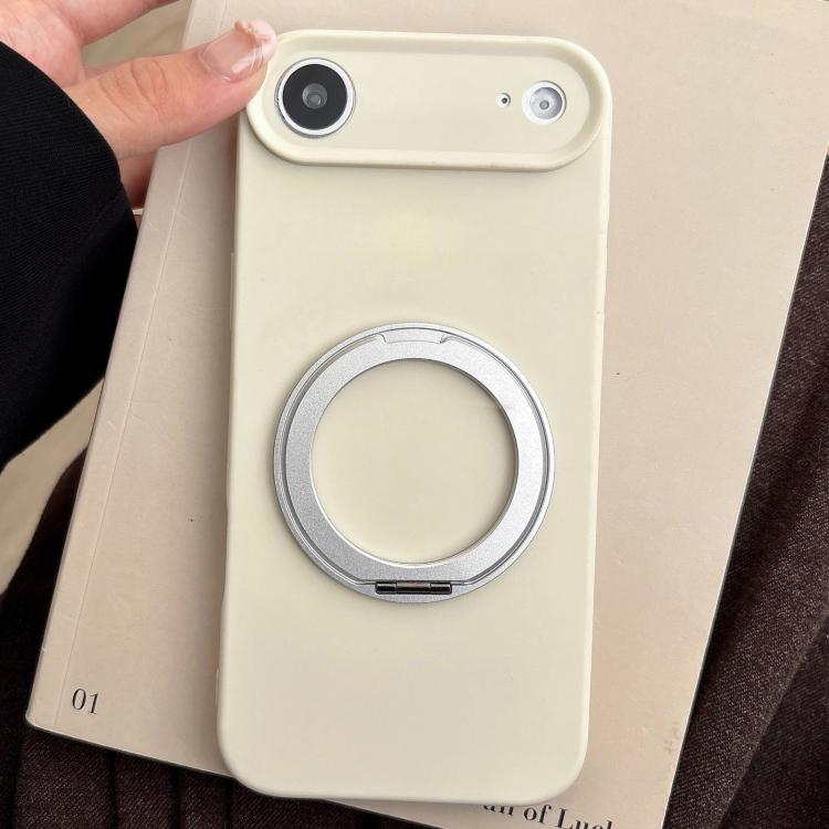 For iPhone Air Stress Relief Holder Magnetic Fine Hole Silicone Phone Case(White)