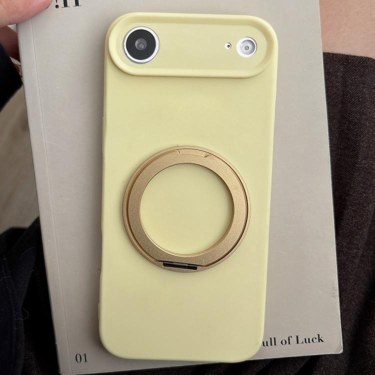For iPhone Air Stress Relief Holder Magnetic Fine Hole Silicone Phone Case(Yellow)