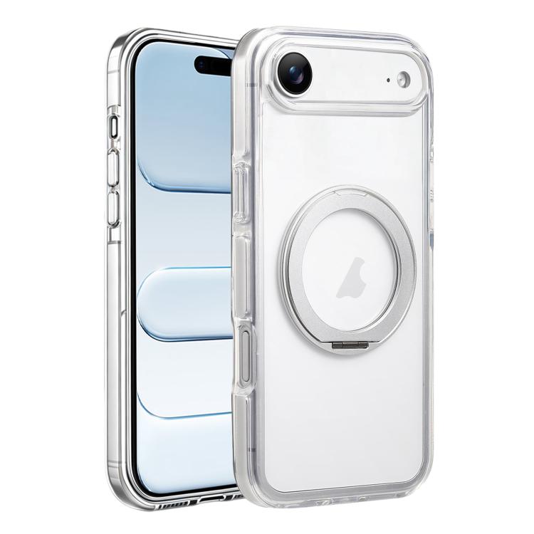 For iPhone Air Stress Relief Holder Magnetic Phone Case(White Silver)