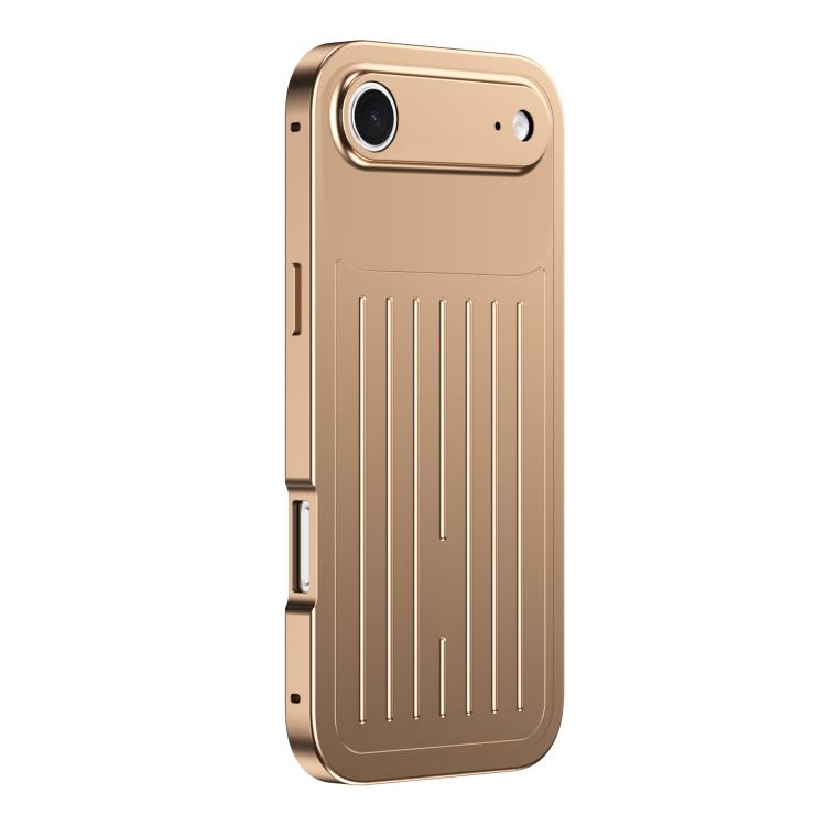 For iPhone Air Suitcase Texture Magnetic King Series Aluminum Alloy Phone Case with Tempered Glass Film(Gold)