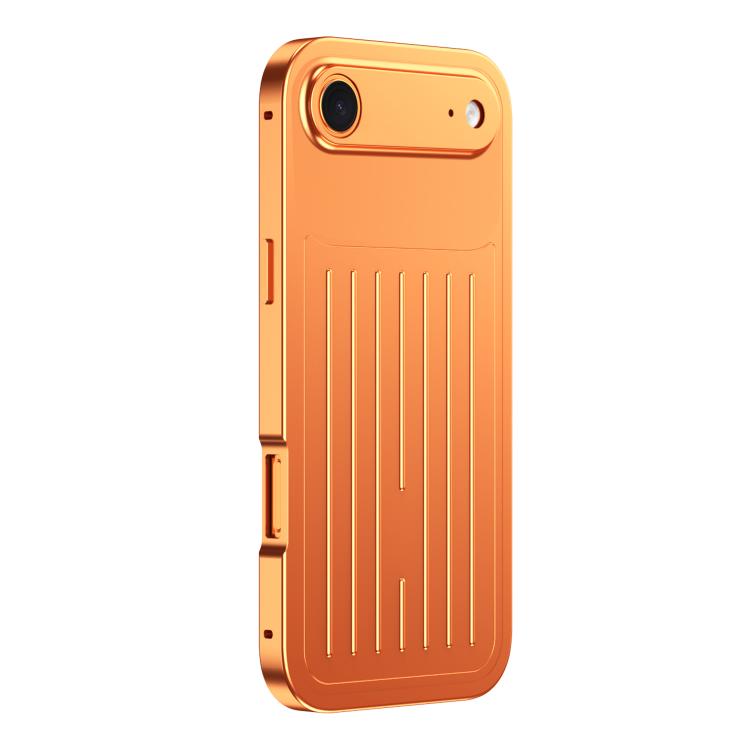 For iPhone Air Suitcase Texture Magnetic King Series Aluminum Alloy Phone Case with Tempered Glass Film(Orange)
