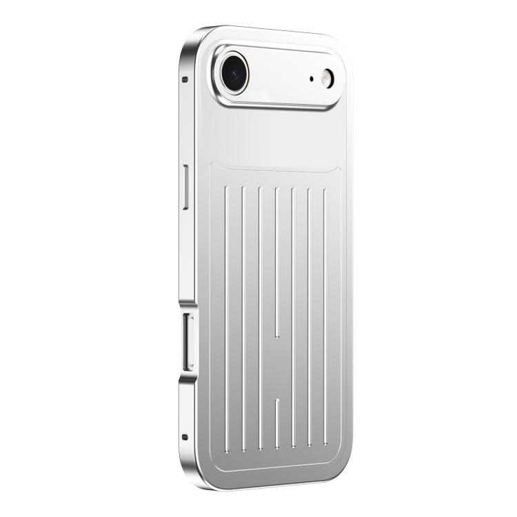 For iPhone Air Suitcase Texture Magnetic King Series Aluminum Alloy Phone Case with Tempered Glass Film(Silver)