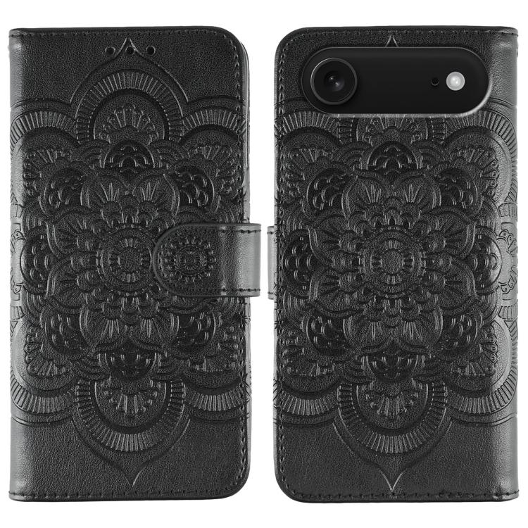 For iPhone Air Sun Mandala Embossing Leather Phone Case(Black)