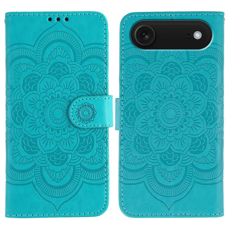 For iPhone Air Sun Mandala Embossing Leather Phone Case(Blue)