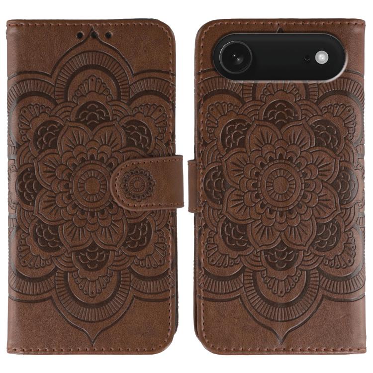For iPhone Air Sun Mandala Embossing Leather Phone Case(Brown)