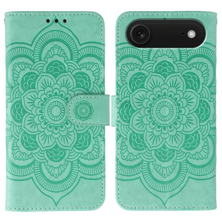 For iPhone Air Sun Mandala Embossing Leather Phone Case(Green)