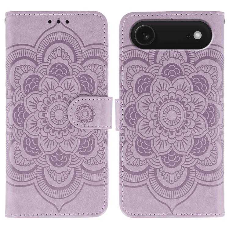 For iPhone Air Sun Mandala Embossing Leather Phone Case(Purple)