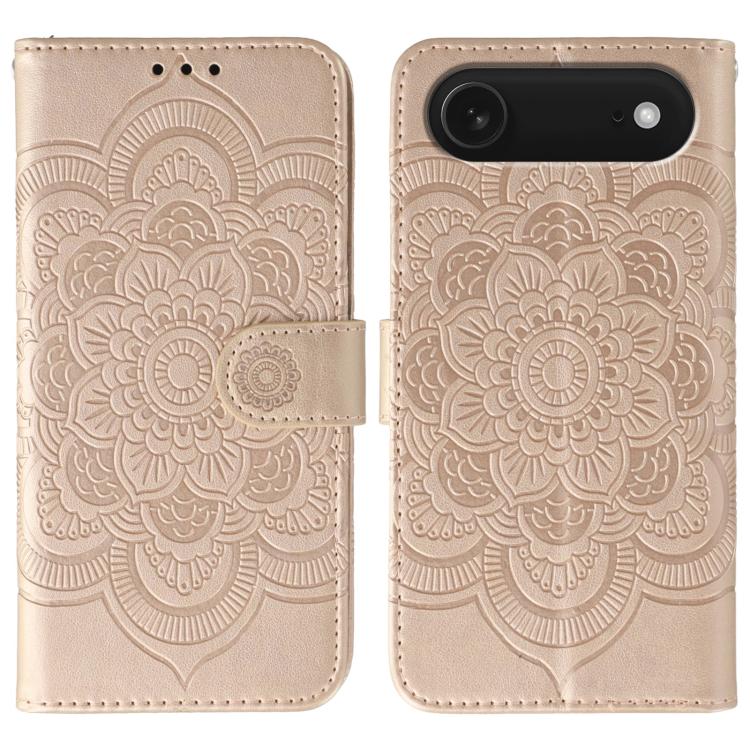 For iPhone Air Sun Mandala Embossing Leather Phone Case(Rose Gold)