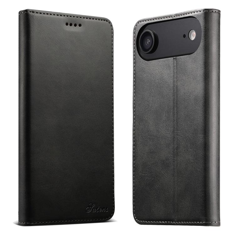 For iPhone Air Suteni Calf Texture Horizontal Flip Leather Phone Case(Black)