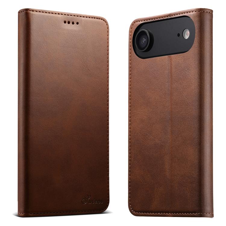 For iPhone Air Suteni Calf Texture Horizontal Flip Leather Phone Case(Brown)