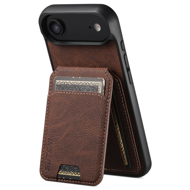 For iPhone Air Suteni H02 Litchi Leather Card Wallet Stand Back Phone Case(Brown)