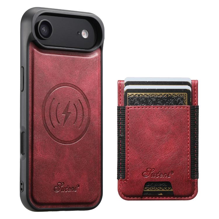 For iPhone Air Suteni H17 Oil Eax Leather MagSafe Detachable Wallet Phone Case(Red)