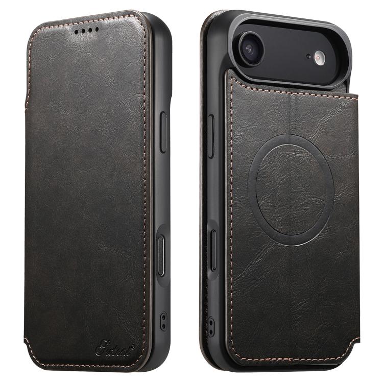 For iPhone Air Suteni J05 Leather Magnetic MagSafe Phone Case(Black)