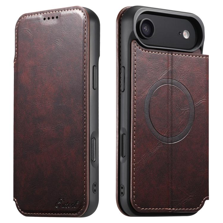 For iPhone Air Suteni J05 Leather Magnetic MagSafe Phone Case(Brown)