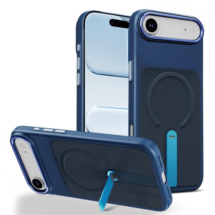 For iPhone Air Tech Fabric Rotating Stand Magnetic Phone Case(Blue)