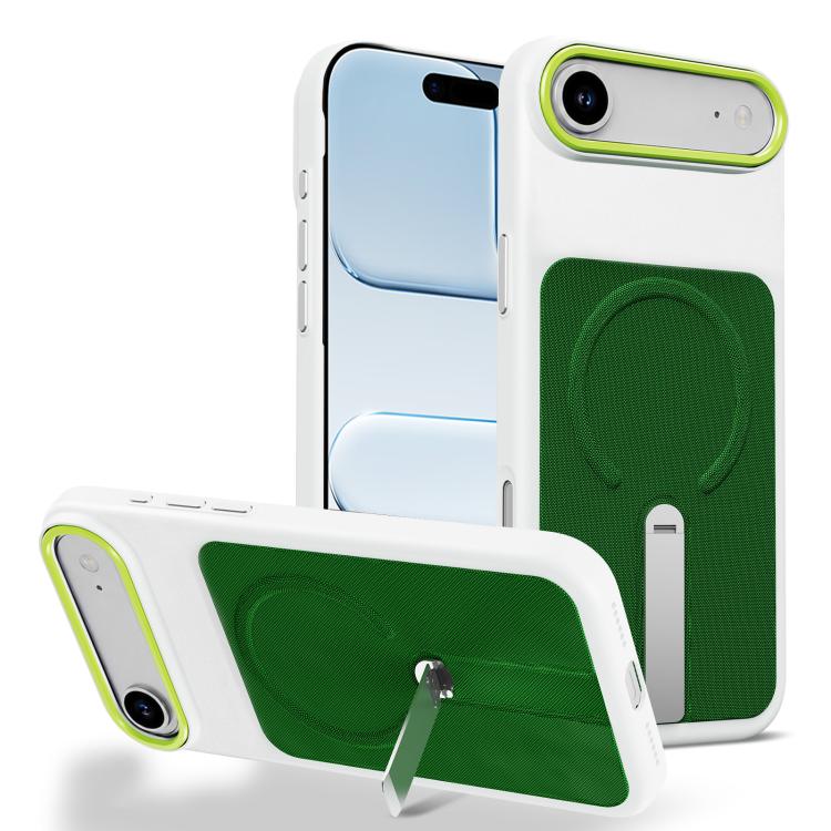 For iPhone Air Tech Fabric Rotating Stand Magnetic Phone Case(Green)