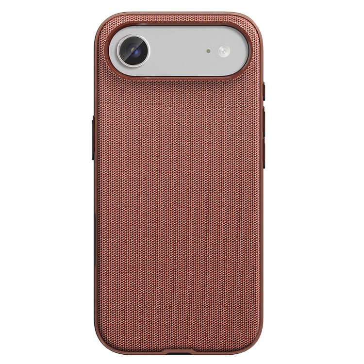 For iPhone Air Tech Fabric Texture PC Magnetic Phone Case with AI Camera Button(Ochre Brown)