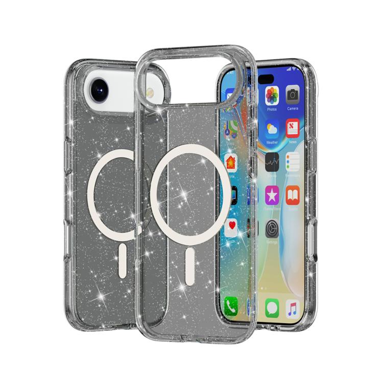 For iPhone Air Terminator Style Glitter Powder MagSafe Magnetic Phone Case(Black)