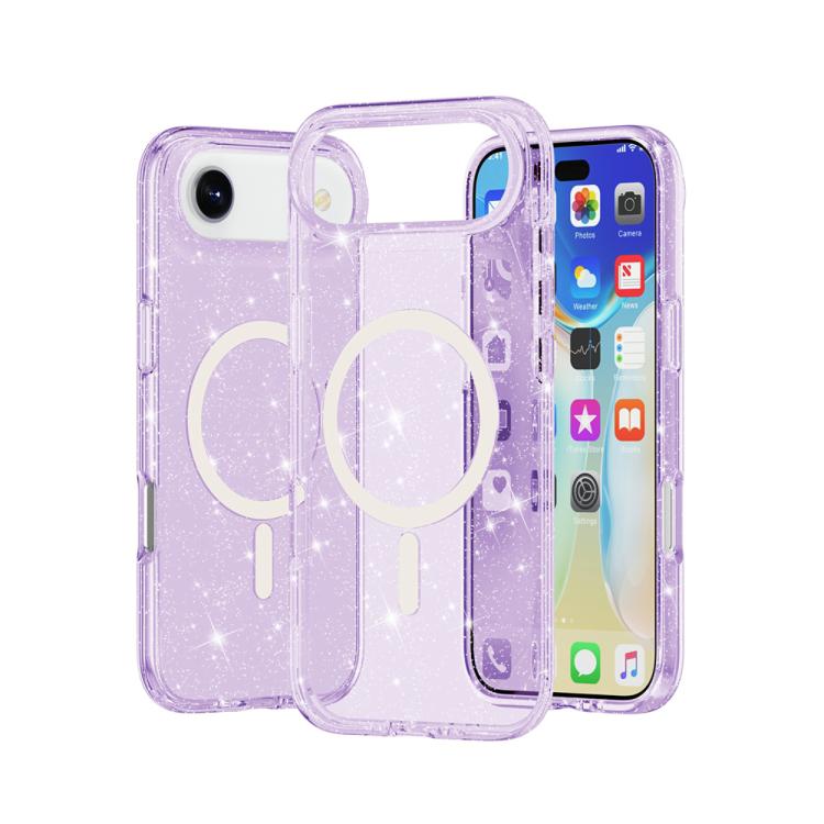 For iPhone Air Terminator Style Glitter Powder MagSafe Magnetic Phone Case(Purple)